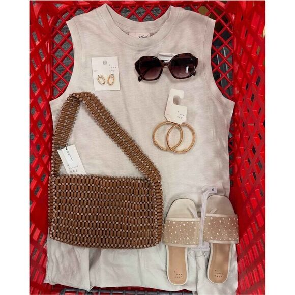 A new day Mesh with Pearls Women's Cream Slide Sandals 6.5 - Picture 5 of 6